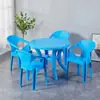 Juego de Mesa y Sillas de Plástico para Puesto de Comida, Puesto de Barbacoa al Aire Libre, Mesa Redonda para Antojos Nocturnos, Silla con Respaldo, Mesa y Sillas Sencillas e Informales para Playa
