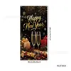 Cortina de Puerta Banner de Año Nuevo Feliz Año Nuevo Impreso Banner Decorativo de Entrada Fiesta de Año Nuevo Tela Colgante de Fondo