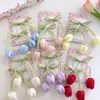 Pinza para el cabello de Tulipán Coreano con Cinta Lazo Dulce para Niña Pinza de Pato Pinza para Bordes del Cabello Roto Pinza para Flequillo Tocado de Flor