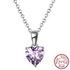Bestseller transfronterizo Collar Whalexi de plata de ley S925, collar de corazón de circonita con piedra de nacimiento del zodíaco de doce colores