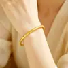 Pulseira Geométrica Dourada Vietnamita com Padrão de Cobra para Mulheres, Pulseira Simples Lisa, Pulseira de Ouro Imitação, Cor Duradoura, Fonte de Venda Direta