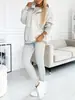 Artículo Popular Sudadera con Capucha Deportiva Casual para Mujer Chaleco Delgado de Costilla Engrosado Pantalones Conjunto de Tres Piezas