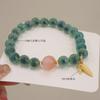 Pulsera de Ágata Corazón de Azúcar Verde Natural para Mujer con Colgante de Plata Esterlina y Cierre de Seguridad, Estilo Chino Fresco y Pequeño, Joyería de Mano