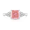 Douyin Venda Quente Flor de Gelo de Pedra Preciosa Colorida Corte Quadrado Anel de Açúcar Feminino Banhado a Ouro Real Diamante de Alto Carbono Anel de Dedo Quadrado Transmissão ao Vivo Dropshipping