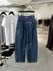 DestaqueYouran 26 Novidades Primavera/Verão Jeans Finos de Luxo Algodão Tencel Desconstruído com Cós Largo e Barra Larga Comprimento Total