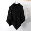 Novo Xale de Tricô Assimétrico com Fivela Roupa Externa Multifuncional para Outono/Inverno Salas com Ar Condicionado Protetor de Pescoço Quente Lenço Estilo Capa Capa Grande