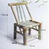 Silla de Bambú con Respaldo, Silla de Bambú Estilo Vintage, Silla de Ratán Tejido, Silla de Ocio para Balcón, Taburete de Bambú Simple para Uso Doméstico, Adecuada para Beber Té