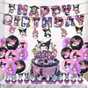 Festa de Aniversário Temática da Kuromi Transfronteiriça Decoração de Festa Infantil Balões, Faixas, Toppers de Bolo da Fábrica de Origem