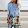 2023 Europeu e Americano novo suéter feminino manga longa abstrato estampado 3D solto gola redonda urbano casual camiseta feminina