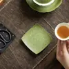Glaseado de Minerales Rocosos Mandarina Verde Pequeña Posavasos Cuadrado de Cerámica Posavasos Salpicado Naranja Verde Posavasos Aislante Bandeja para Té Taza y Platillo Antiescaldado Estilo Chino