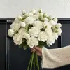 Flores artificiales, ramo de rosas, flores artificiales para decoración de sala de estar y mesa de comedor, adornos decorativos florales, envío directo de una pieza