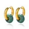 Brincos estilo europeu e americano elegantes retrô rosquinha pedra natural brincos design de nicho brincos de alta qualidade