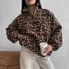 Sudadera con Cremallera Casual de Leopardo Suelta para Mujer, Nueva Colección Otoño e Invierno 2026 Europea y Americana, Transfronteriza de Amazon