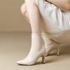 Botas pretas de tornozelo botas femininas botas finas Salto Alto botas femininas outono e inverno bico quadrado zíper salto grosso botas de tornozelo botas de tornozelo estilo francês
