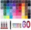 Caixa de conjunto de strass de resina para atacado transfronteiriço 12 compartimentos 40 compartimentos 48 compartimentos 48 cores 60 cores strass para joias strass para nail art strass de fundo plano