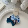 Presilha de Cabelo Oval Pequena Fragrante Estilo Coreano Retrô para Crianças, Presilha de Franja Jeans Azul da Moda e Versátil com Elástico de Cabelo