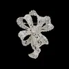 Broche Vintage com Laço e Strass Transfronteiriço, Corsage Luxuoso com Strass, Pino de Metal em Liga, Fivela para Casaco Jaqueta