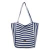 Bolsa de Lona Rayada de Doble Cara 2025 Nueva Bolsa Tote Estilo Lazy Casual de Hombro de Gran Capacidad