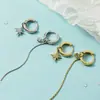Novo Brinco de Estrela de Oito Pontas Cravejado de Diamantes com Franjas Assimetrico Design de Brinco Redondo de Diamante Feminino Brinco