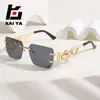 Gafas de sol personalizadas sin montura de borde cortado europeas y americanas transfronterizas para hombre, gafas de sol metálicas de moda Anti-UV, gafas de sol a la moda