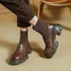 Botines Gruesos de Camelia para Mujer, Botas Estrechas de Tacón Grueso, Nuevos Botines de Calcetín Elástico Tejidos con Retazos de Punta Redonda para Otoño/Invierno