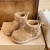 Botas de Nieve para Niños de 6-12 Años Invierno Más Terciopelo Cálidas Zapatos de Invierno Niñas Suela Suave Antideslizantes Botines Cortos Botas de Algodón Botas para Niños