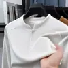 Camiseta de Terciopelo Alemán para Hombre de Otoño con Cuello Alto de Color Sólido, Casual de Negocios para Papás de Mediana Edad, Versátil Sudadera de Manga Larga Capa Base