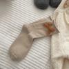 Calcetines de lana de otoño e invierno, calcetines cálidos para niños, calcetines japoneses con lazo y rizo, calcetines de media caña grises.