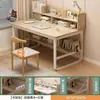 Escritorio de computadora para dormitorio, escritorio para estudio en casa, mesa de estudio para estudiantes, escritorio de escritura simple con estantería integrada, escritorio de oficina minimalista