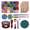 1 Conjunto de Pérolas para Selo de Cera, Conjunto de Carimbos de Selo de Cera com 24 Compartimentos e Pérolas de Cera de Cores Misturadas, Forno Derretedor de Envelopes Correspondente e Pinças