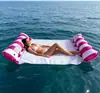 Bestseller de comercio electrónico transfronterizo: Cama flotante inflable con cojines plegables, hamaca flotante de doble tubo a rayas para juegos acuáticos
