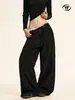 Pantalones de Chándal Cálidos Casuales Estilo Americano Yongfang para Hombres y Mujeres, Corte Holgado, Sensación de Alta Gama, Lana Doble Cara Hecha a Mano, Pantalones Rectos de Caída Fluida, Largo hasta el Suelo