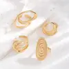 Set Sencillo de 4 Anillos Europeos y Americanos, Anillo Abierto de Estilo Frío Asimétrico, Anillo Personalizado de Línea Retorcida Retro