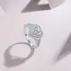 Anillo de Moissanita en Forma de Corazón de Venta Caliente Europeo y Americano Plata de Ley S925 Electrochapado en Oro de 18 Quilates Moda Personalizada Joyería Brillante para Mujer