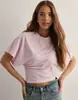 Camiseta de Punto de Manga Corta con Cuello Redondo y Diseño de Estilo Coreano 2025 para Mujer Verano Nuevo Estilo Sencillo y Versátil Color Puro Top Holgado