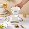 Juego de Vajilla de 2 Piezas Juego Completo Cerámica Alta Apariencia Tazón para Comer Arroz Fideos Sopa Estilo Nuevo Plato para Servir Plato Vajilla Familia