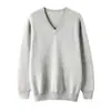 24 Otoño Invierno Nuevo Suéter de Cachemira para Hombre Cuello en V Jersey Color Sólido Tejido Casual de Negocios Manga Larga Tejido Base Suéter de Lana