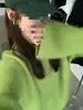 Suéter afelpado de color verde lechoso suave para mujer, nueva colección otoño 2026, estilo holgado y relajado, top de punto suave y cómodo