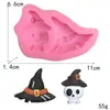 Halloween doces chocolate horror Fantasma expressão morcego mago gato silicone molde mousse bolo molde de vela