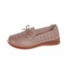 Zapatos planos de punta redonda para mujer 2024 primavera y verano zapatos tipo mocasín con lazo calados de una sola capa slip-on de corte bajo mocasines mocasines