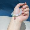 Pedra Olho de Gato Branco com Fonte de Sal Pulseira de Pêssego, Simples e Versátil, Pulseira de Design Exquisito, Joia Feminina