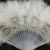 Abanicos de Plumas con Letras de Perla para el Partido Nupcial Fiesta de Despedida de Soltera Boda 21 Piezas Abanicos de Plumas