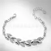 Pulsera de Hoja Dorada Transfronteriza Moda Joyería de Boda para Mujer Chapada en Diamante 18K Pulsera Dorada de Trigo al por Mayor