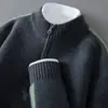 Nuevo Suéter de Lana 100% Pura para Hombre Otoño/Invierno 2026 con Cremallera Media Alta y Diseño de Patchwork, Suéter de Punto Versátil con Cuello Redondo