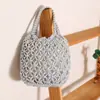 Bolso de mano tejido fresco y sencillo con patrón de malla, bolso de mano nuevo y lindo en dorado y plateado, bolso de paja para uso vacacional y de playa