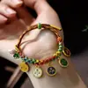 Nova Pulseira Pulseira Estilo Xizang Nó Flor de Pessegueiro Corda Colorida Pulseira Tecida à Mão Estilo Étnico Pulseira do Deus da Riqueza de Cinco Vias