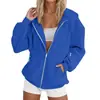 Nueva Sudadera con Capucha de Moda Casual para Mujer, Color Sólido, Manga Raglán, Cremallera, Bolsillo con Cordón