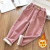 Calças de Veludo para Meninas para Outono e Inverno, Estilo Estrangeiro Soltas de Veludo Cotelê para Bebê, Veludo Fino All-In-One, Calças de Veludo Cotelê Infantil