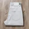 Jeans Casuales de Pierna Recta, Estilo Delgado de Verano 2026, Color Blanco Lima, Elásticos, Lavados, Transpirables, Cinco Bolsillos