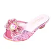 Zapatos de princesa Aisha para verano de niña, pantuflas de tacón alto, sandalias infantiles de dibujos animados versátiles, zapatillas de casa para niños con pedrería